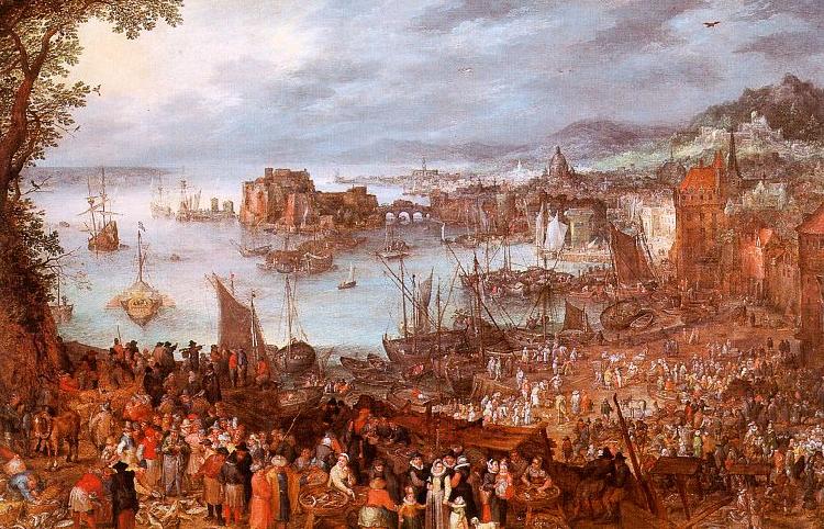 Jan Brueghel The Great Fish Market Spain oil painting art